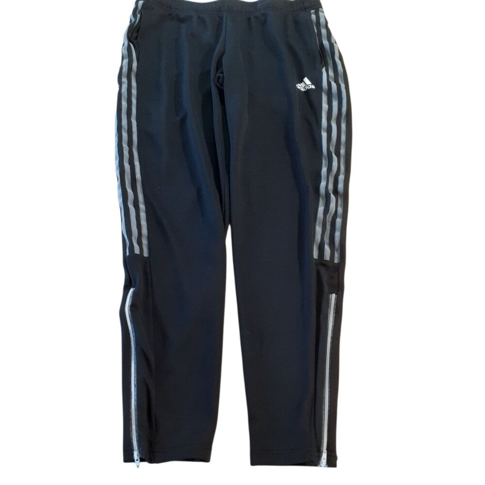 Adidas Primegreen Mens Track Pants Medium Black White Athleisure Zippered Ankle